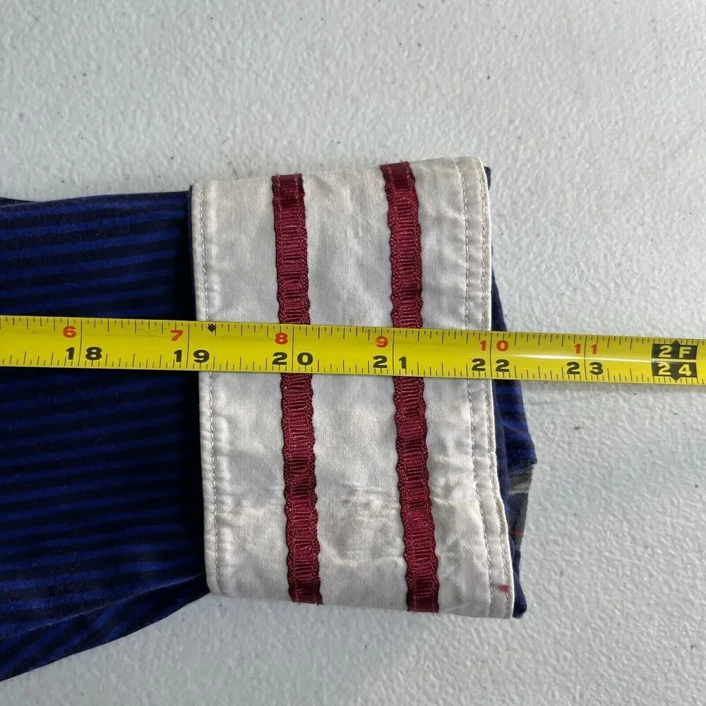Robert Graham Shirt Men‎ XL Blue Stripes Flip Cuff Long Sleeve Button Up